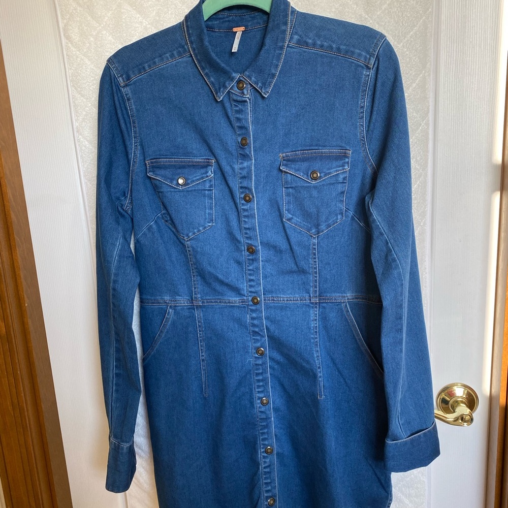 Free People Denim Tunic Jacket Size Medium